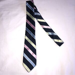 Boys Tie Gymboree Navy Blue Green Pink Striped Spring Easter